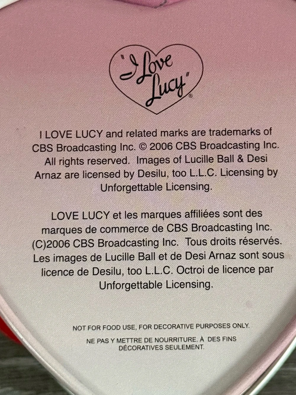 I Love Lucy Chocolate Factory Collectible Wristwatch in Heart Shaped Tin.